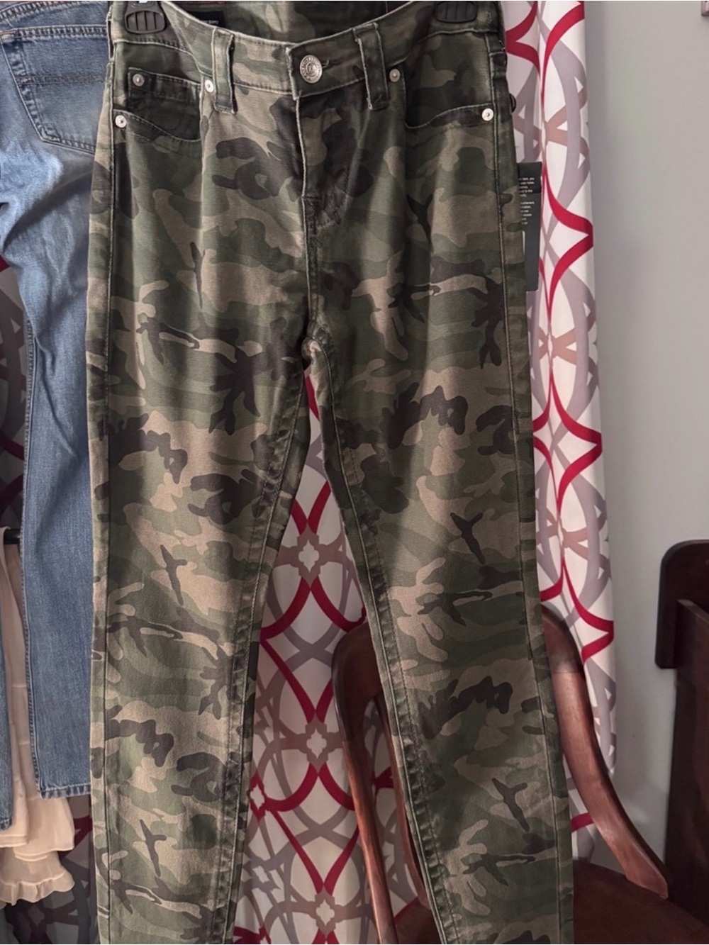 True Religion Women's Green Camo Skinny Jeans